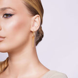 Multi String Curtain Drop Gold Dangle Earrings