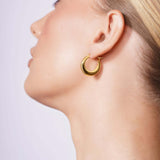 Tapered Gold Hoop Domed Earrings