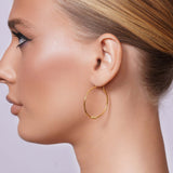 Partially Braided Gold Hoop Earrings