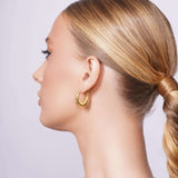 Tapered Gold Oval Hoop Earrings