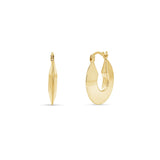 Flat Disk Gold Hoop Earrings