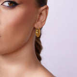 Flat Disk Gold Hoop Earrings