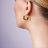 Flat Disk Gold Hoop Earrings