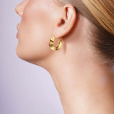 Flat Disk Gold Hoop Earrings