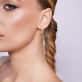 Matte Finished Diamond Cut Gold Hoop Earrings