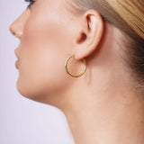 Matte Finished Diamond Cut Gold Hoop Earrings