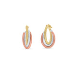 Tri Color Gold Overlapping Hoop Earrings