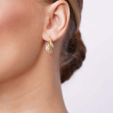 Tri Color Gold Overlapping Hoop Earrings