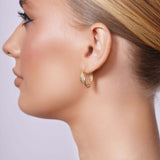 Tri Color Gold Overlapping Hoop Earrings