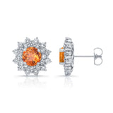 1.00ct. Double Halo Citrine Studs