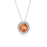 Citrine And Diamond Halo Necklace