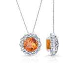 Citrine And Diamond Halo Necklace