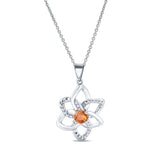 Citrine Silver Flower Necklace