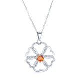 Citrine Silver Intertwined Hearts Necklace