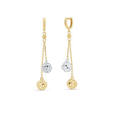 Two Tone Dangle Ball Gold Earrings
