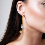 Two Tone Dangle Ball Gold Earrings