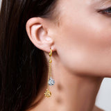Two Tone Dangle Ball Gold Earrings