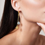 Two Tone Dangle Ball Gold Earrings