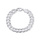 Men's solid 14K white gold curb bracelet with bold link design and secure clasp, perfect for daily wear.