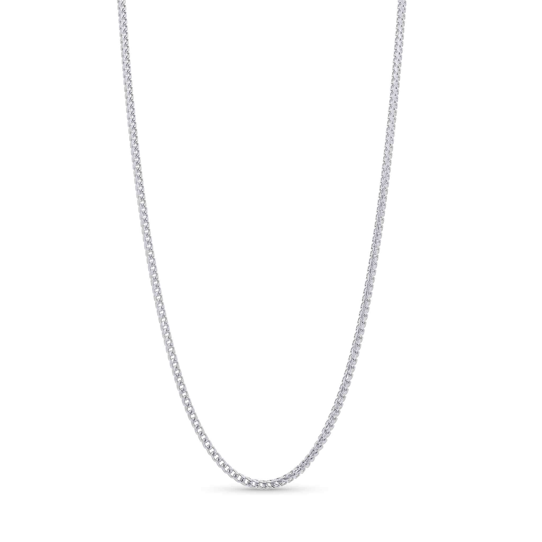 Diamond Cut Franco Chain made of 14k white gold, featuring sparkling diamond-cut facets.