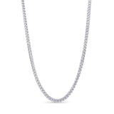 Diamond Cut Franco Chain in polished white gold, showcasing its diamond-cut facets and elegant V-shaped links.