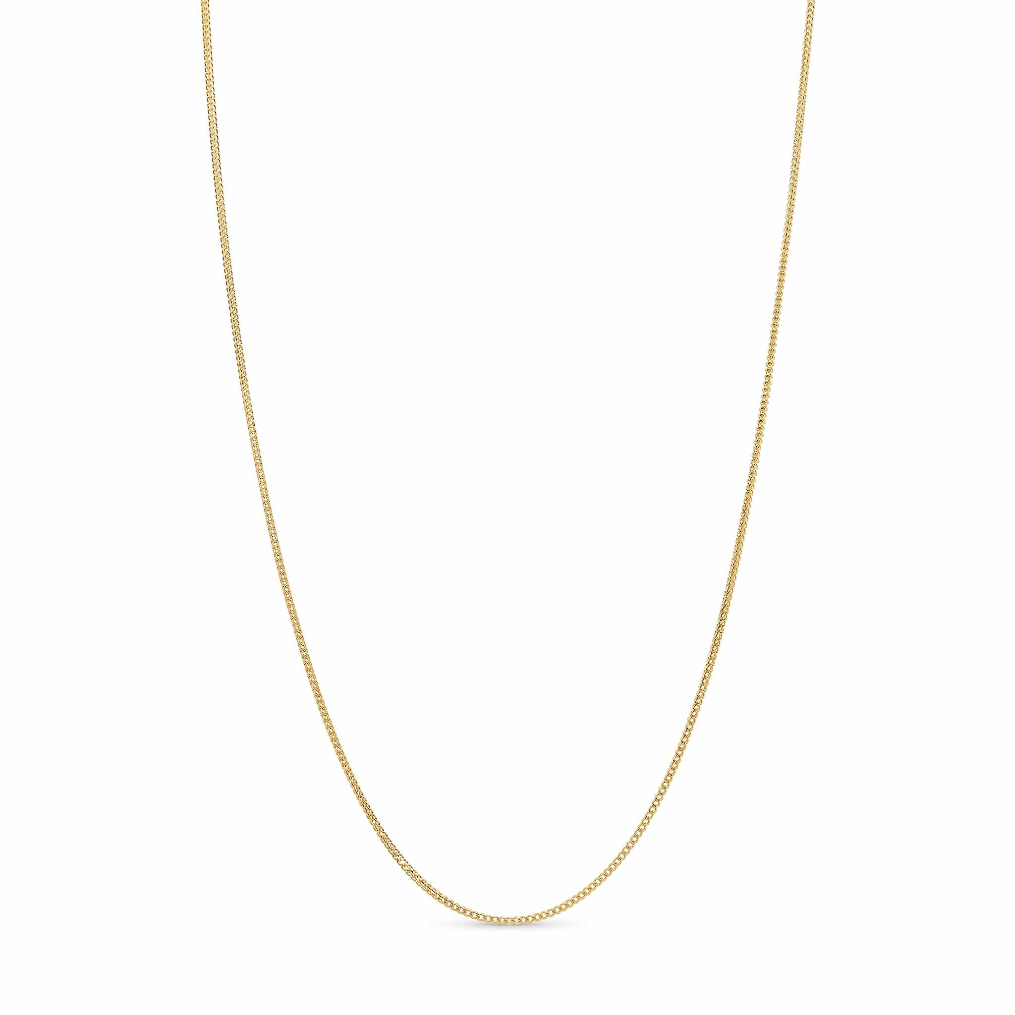 Diamond Cut Franco Chain in 14k solid yellow gold, showcasing its elegant V-shaped links.