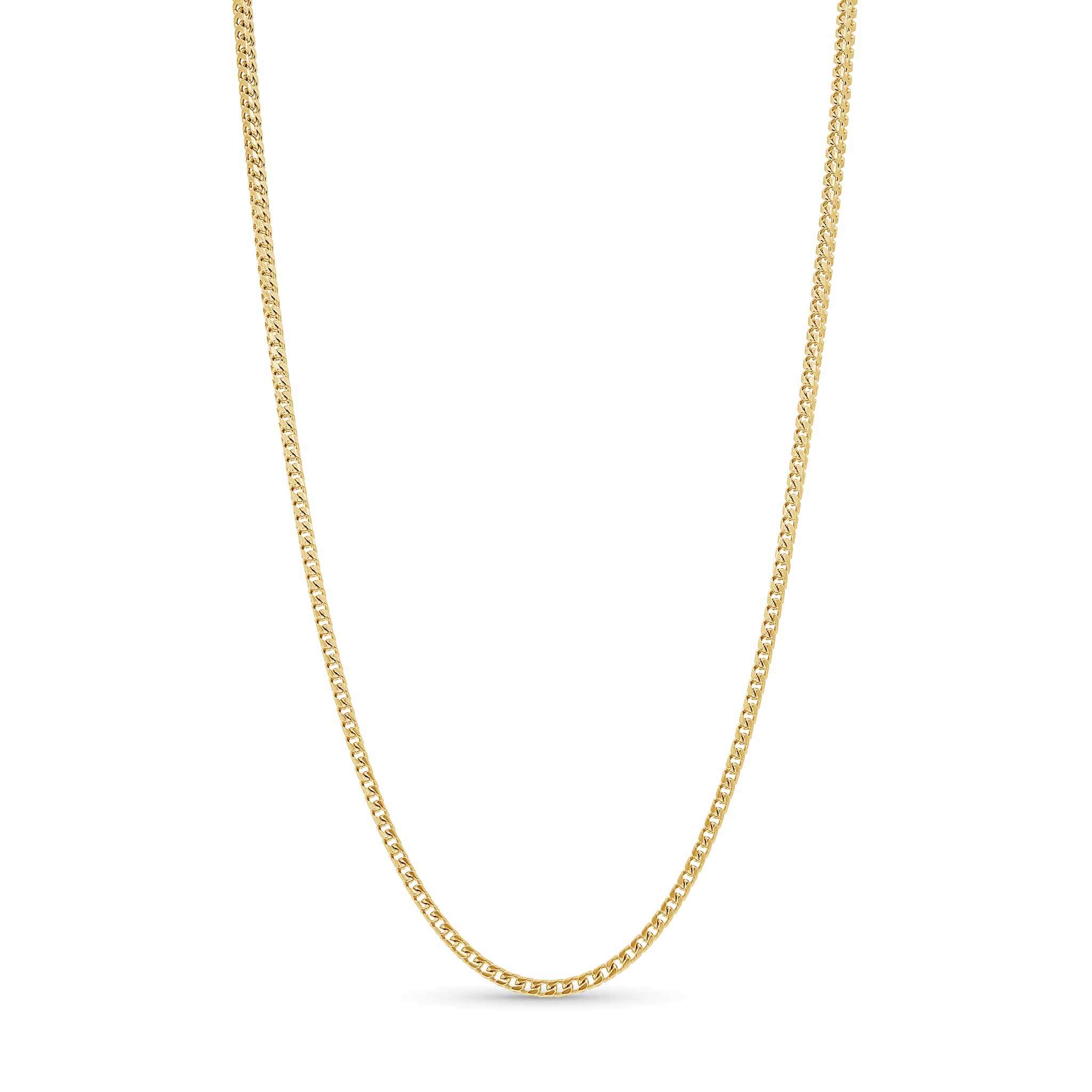 Franco Gold Chain featuring sleek, interlocking V-shaped links in solid yellow gold.