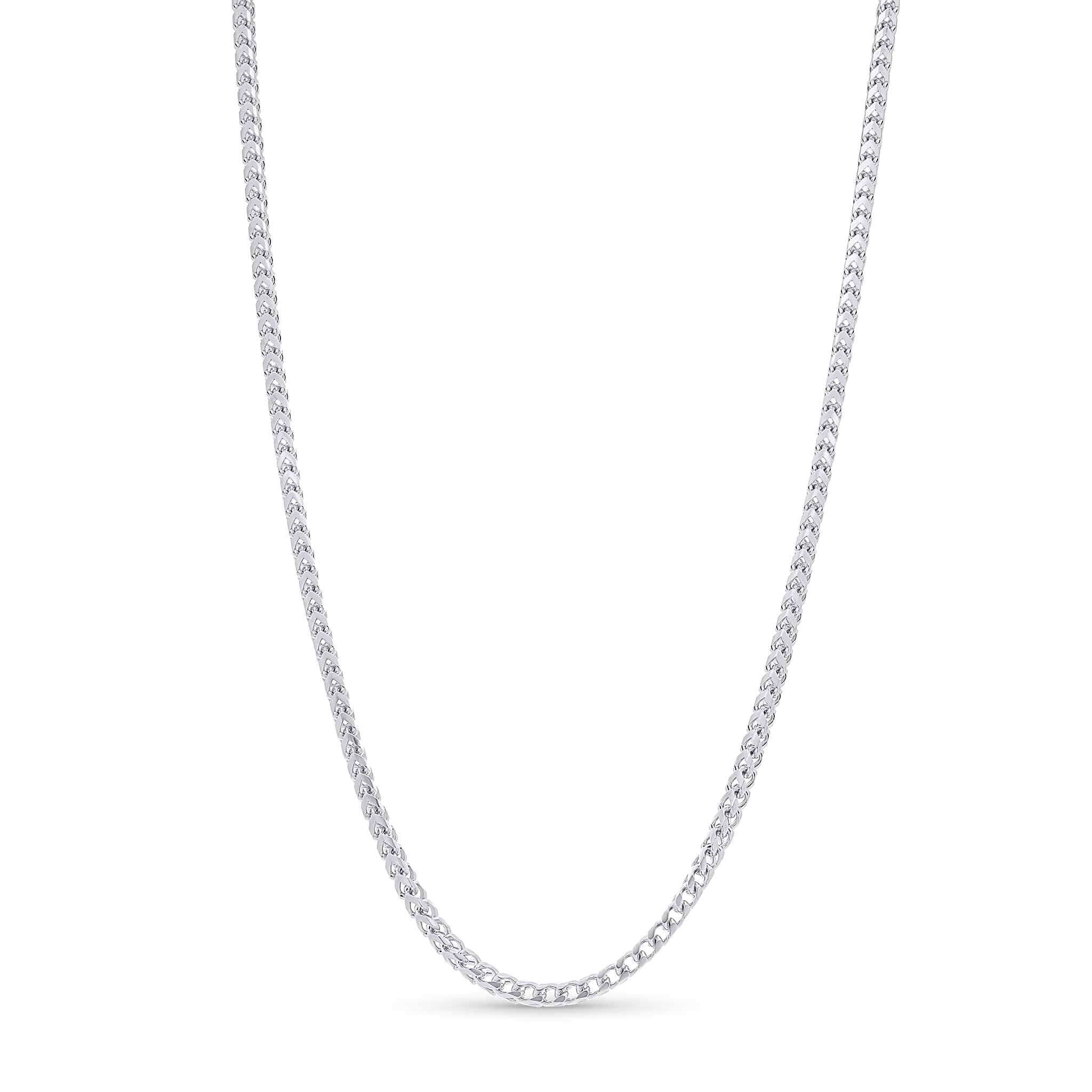 Men's Franco Gold Chain in sleek white gold, showcasing durable V-shaped links and a bold design.