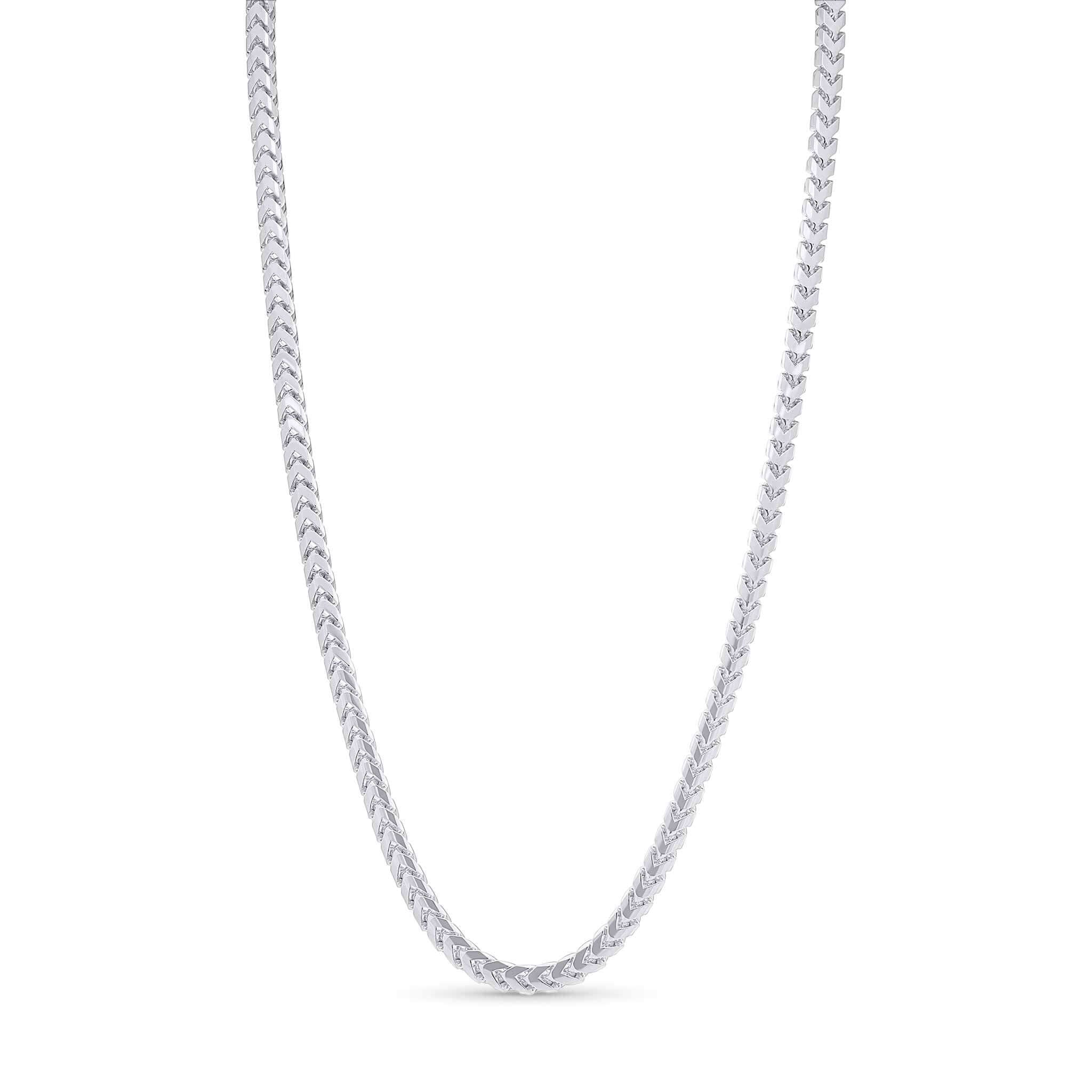 Men's Franco Gold Chain in white gold featuring sleek V-shaped links for bold style and versatility.