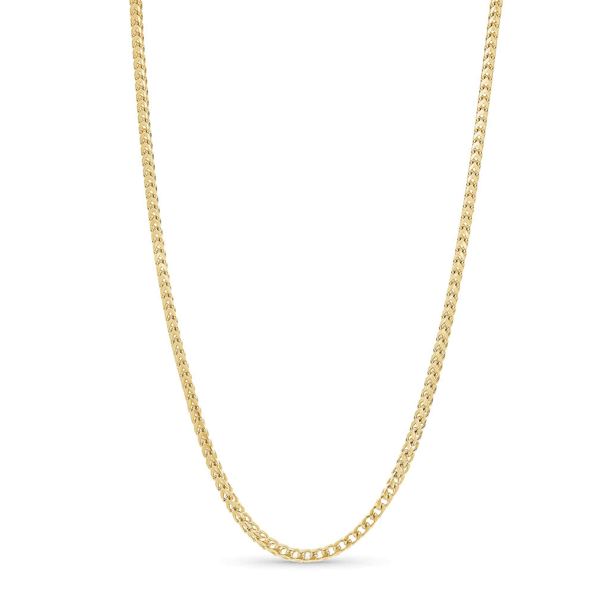 Men's Franco Gold Chain, 14k solid yellow gold, featuring sturdy V-shaped links in a sleek design.