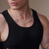 Men's Open Franco Gold Chain worn by a man, showcasing its elegant design and polished finish.