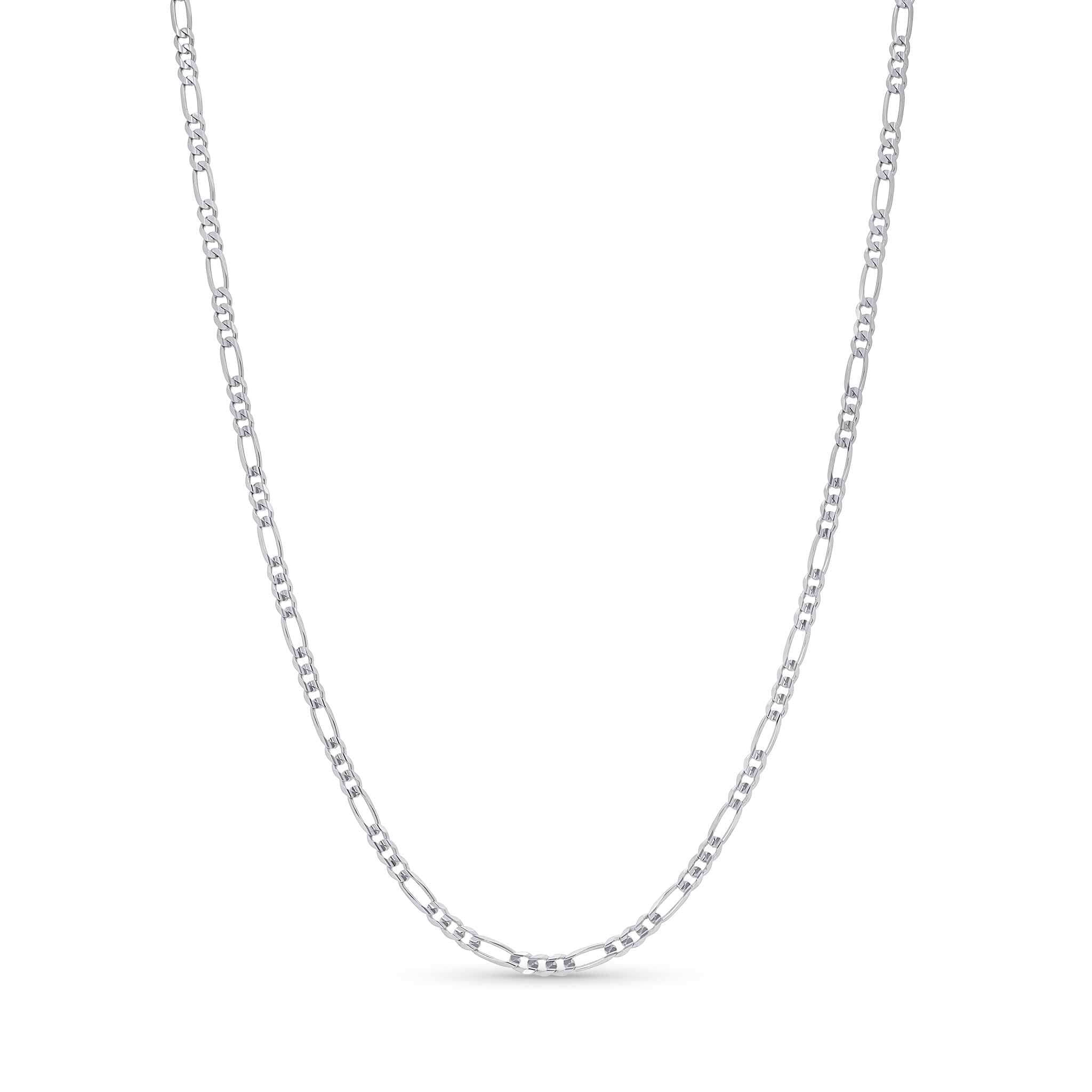 Figaro Gold Chain in 14k white gold, showcasing a timeless design with an elegant alternating pattern.