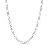 Figaro Gold Chain crafted in 14k white gold, featuring a distinctive alternating pattern for timeless elegance.