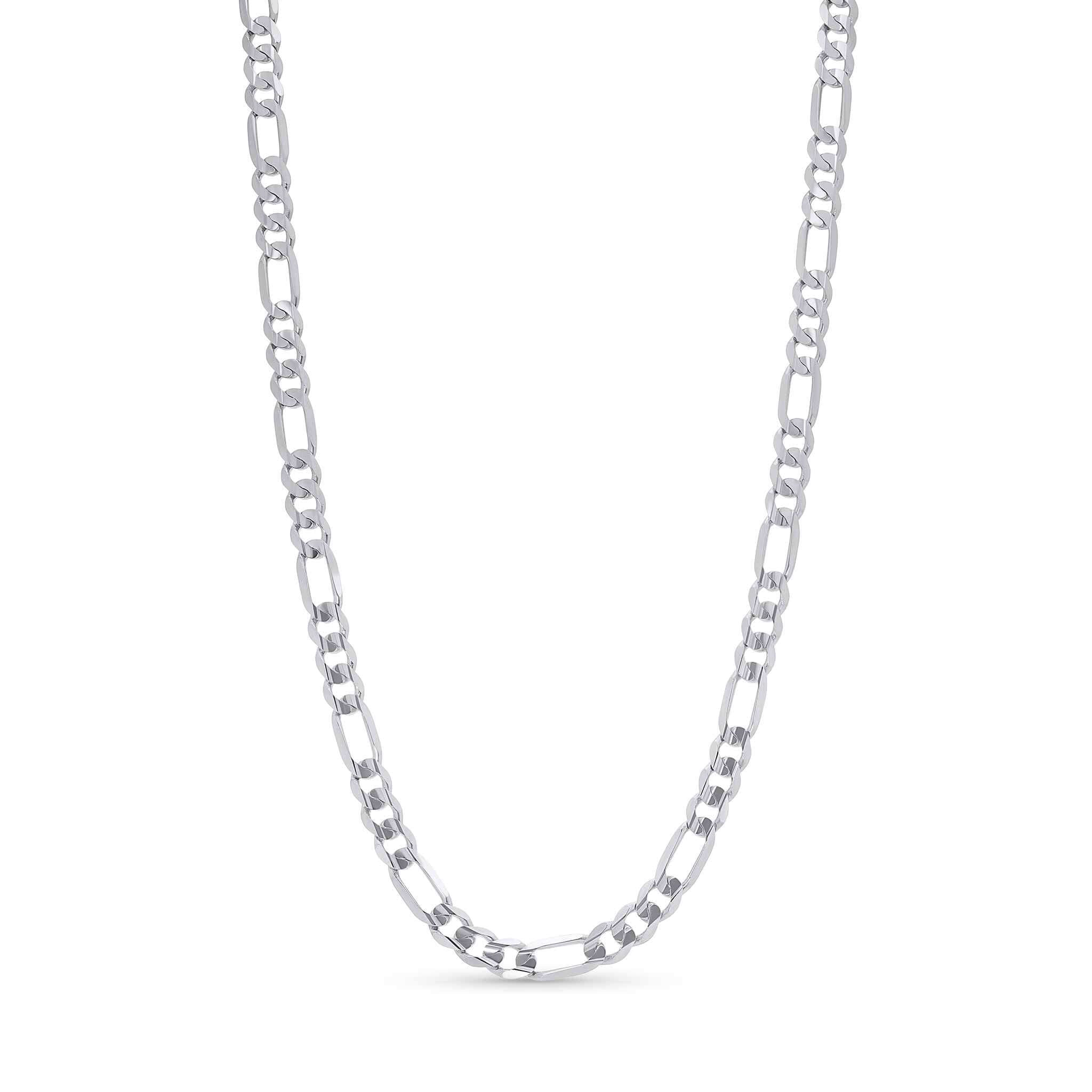 Figaro Gold Chain in 14k white gold, featuring a classic alternating link design for timeless elegance.