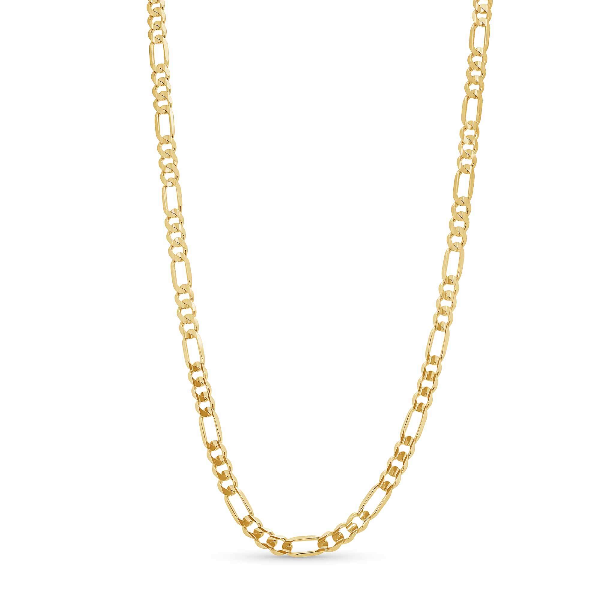 Elegant Figaro Gold Chain in yellow gold with a classic alternating pattern, perfect for women's jewelry.