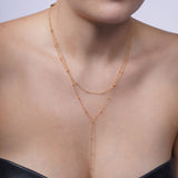 Gold Bead Dangle Necklace