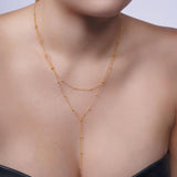 Gold Bead Dangle Necklace