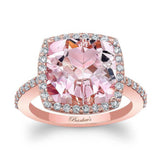 5 Carat Cushion Cut Morganite Halo Ring