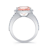 5 Carat Cushion Cut Morganite Halo Ring
