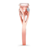 V Shaped Morganite And Diamond Ring