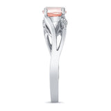 V Shaped Morganite And Diamond Ring
