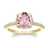 Morganite And Diamond Hidden Halo Ring