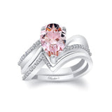 Split Shank Pear Morganite Bridal Set
