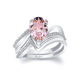 Split Shank Pear Morganite Bridal Set
