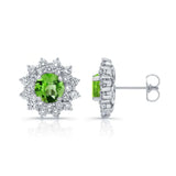 1.00ct. Double Halo Peridot Studs