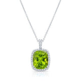 5 Carat Cushion Peridot Diamond Necklace