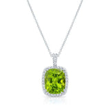 5 Carat Cushion Peridot Diamond Necklace