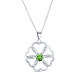 Peridot Silver Intertwined Hearts Necklace