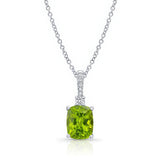 Cushion Peridot And Diamond Necklace