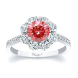 Flower Halo Lab Grown Pink Diamond Engagement Ring